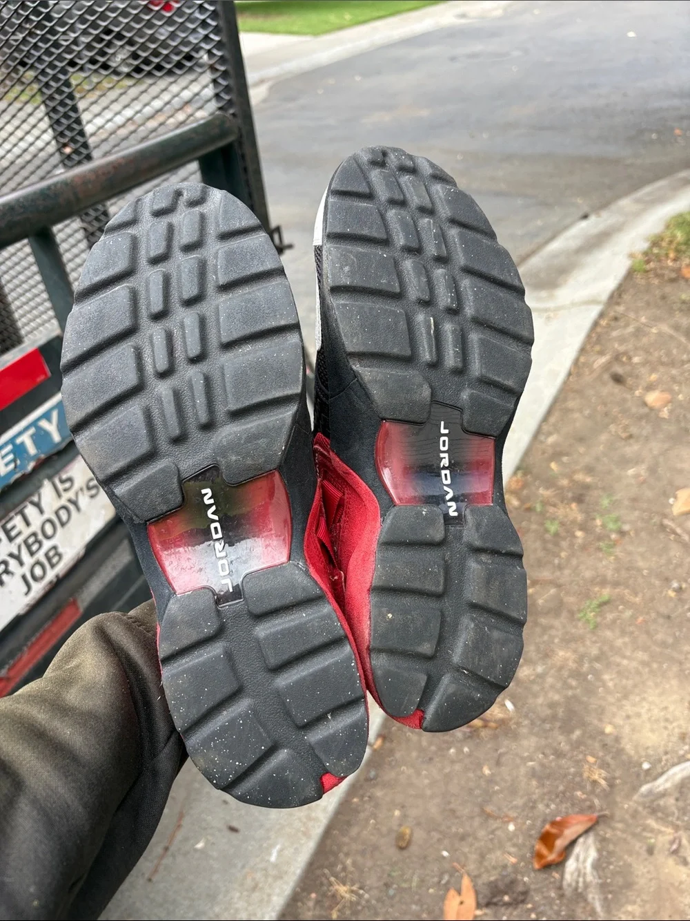 Jordan Kids Black and Red Strap Basketball Sneakers